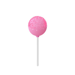 Sweet Pink Cake Pop with Sprinkles Isolated on White Background Vector
