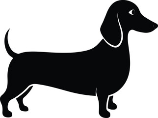 Black and white cartoon vector illustration of a cute puppy or dog