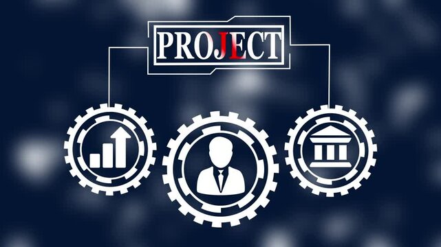 Project management concept animation. Business, Technology, Internet and network concept. 4K Video 