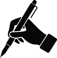 Hand Holding Pen, Writing, Signature, Drawing, Illustration