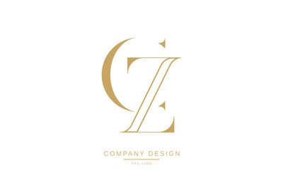 CZ, ZC, C, Z Abstract Letters Logo Monogram design Font Icon Vector