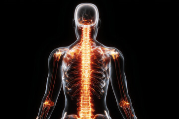 3D Illustration of Human Spine and Skeleton for Medical and Healthcare Use