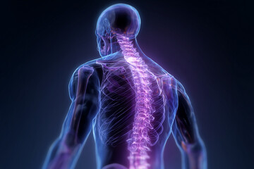 3D Illustration of Human Spine and Skeleton for Medical and Healthcare Use