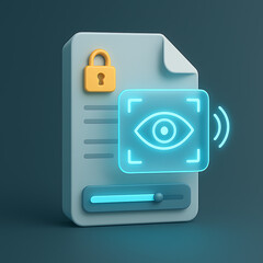 Secure data document with eye scan and slider, portraying modern access control and information...
