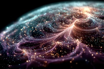Cosmic Serenity: A mesmerizing cosmic display with a celestial tapestry of interconnected energy, showcasing the ethereal beauty and vastness of the universe. 