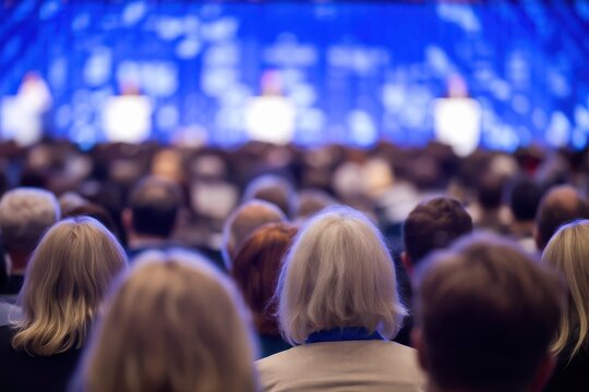 Engaged audience at a professional conference or corporate symposium event