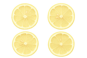 Fototapeta premium Ripe lemon slices displaying vibrant pulp, seeds, segments against clean transparent backdrop, ideal for culinary graphic design