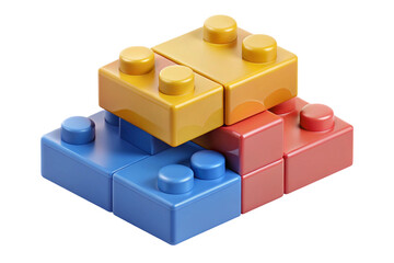 Fototapeta premium Stack of colorful building blocks isolated on transparent background