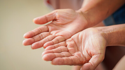 Close up hands finger senior woman. Life body care old hand nails adult person. Closeup anatomy fingers elderly aged. Retirement patient. Visit mature people. Female wrinkled. Wellness health care 