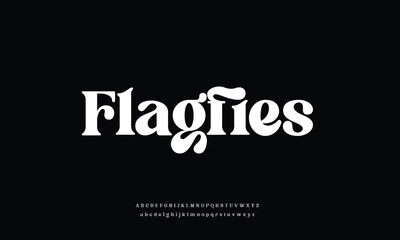 Attractive elegant Flagfies serif alphabet display font vector with ligature style