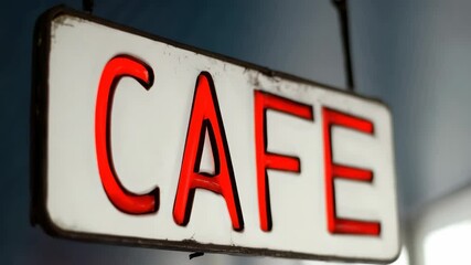 Enjoying the cozy atmosphere of a local cafe with bright neon lights and an inviting ambiance at midday