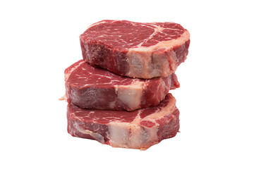 Fototapeta premium a stack of three pieces of meat on a white surface