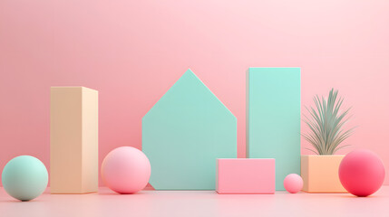Render 3D 3D  geometric shapes
