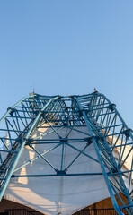 Metal structure of the sports arena. Construction