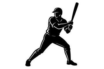 Naklejka premium Silhouette shows baseball player ready to swing bat