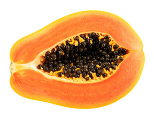  Half Cut Ripe Papaya with Seeds Exposed PNG
