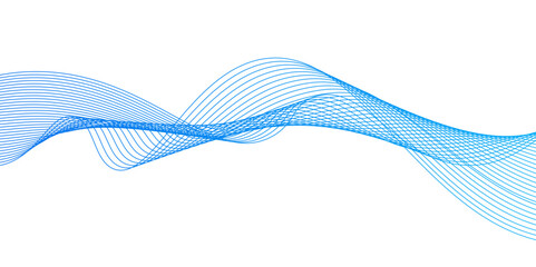Fototapeta premium Blue wave lines on white background.abstract blue lines pattern or wavy stripes for business background, Curve wave seamless pattern. Line art striped graphic template,