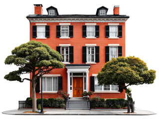 Grand Residential Facade: A detailed architectural view of a grand residential building with symmetrical design and intricate details.