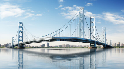 Fototapeta premium Modern Suspension Bridge with Minimalist Design