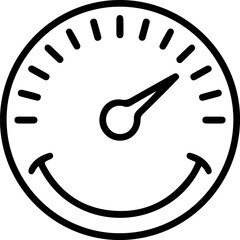 Happy speedometer icon with a smiling face and needle pointing forward