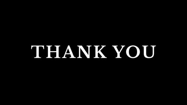 Stylisch Thank you animated text intro - animation motion graphics replacable black background (easy to make transparant), for the intro or outro