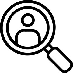 Magnifying glass over a person icon representing search for user or profile