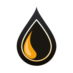 Fototapeta premium Oil drop black and golden color icon on white background.