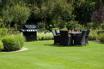 People gather for a lively barbecue in the backyard