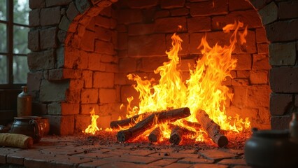 Fireplace Flame Art Scene