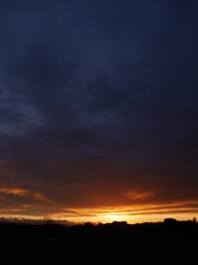 Beautiful sunset with a dark sky