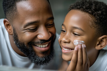 Joyful father and son