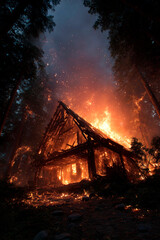 Scene of a forest engulfed in flames