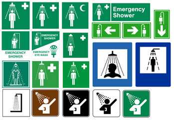 Emergency Showers Warning Road Signs