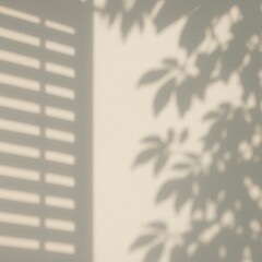 Dreamy Plant Shadow Overlay on Wall with Soft Light Play