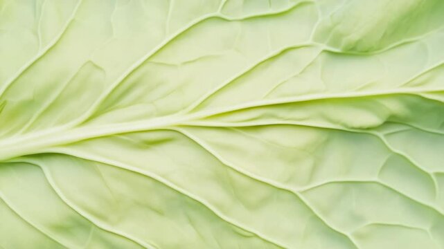 Close-up view of fresh green cabbage leaf highlighting intricate veins and textures for culinary inspiration or gardening tips