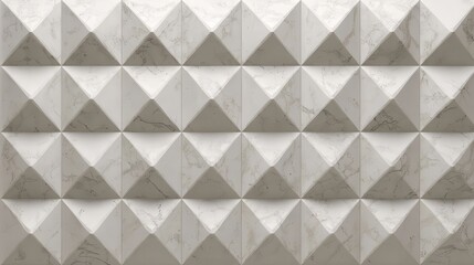Fototapeta premium White marble surface with a geometric pyramidal pattern creating an elegant and textured background, ideal for architecture and interior design projects