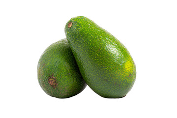 two green avocados sitting next to each other