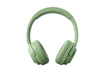 Wireless surround headphones in soft green color on isolated on white or transparent background. PNG