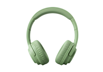 Wireless surround headphones in soft green color on isolated on white or transparent background. PNG