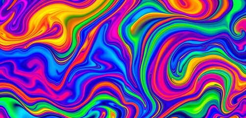 Obraz premium Fluid, vibrant rainbow spectrum swirls forming an abstract pattern, optical, aurora