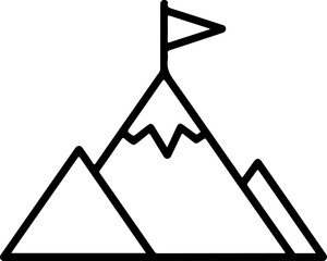 Stylized mountain peak with a flag on top representing achievement and success