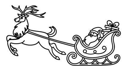 Santa with reindeer silhouette vector illustration