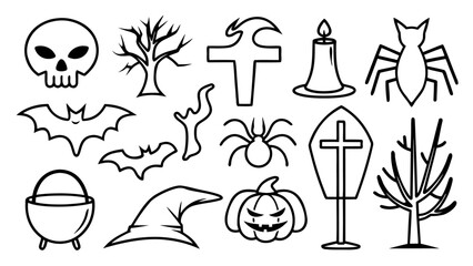 Halloween doodle elements set.
