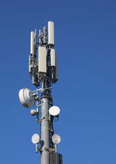 high antenna of the repeater of the cellular network and wifi signal with devices of reception transmission and amplification of the signals