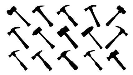 Set of hammer silhouettes vector