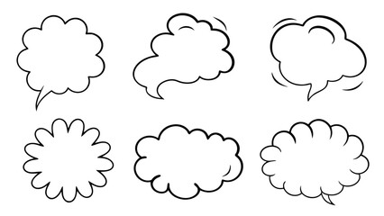 Set of Hand Drawn Speech Bubbles on tranparent background