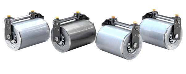 High-Quality High-Resolution Professional Four compact pneumatic roller versatile design element, transparent background, ideal for print projects and marketing materials