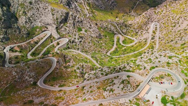 Aerial view of the famous Sa Calobra Road in Mallorca, Balearic islands, Spain.