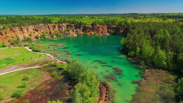 Aerial view of Park Grodek in Jaworzno, Southern Poland