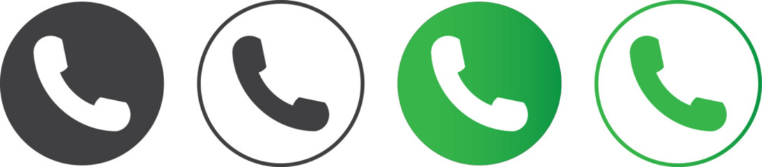 phone call icon set.Telephone call sign. Black and white call sign, call icon design, Contact us icon button,
